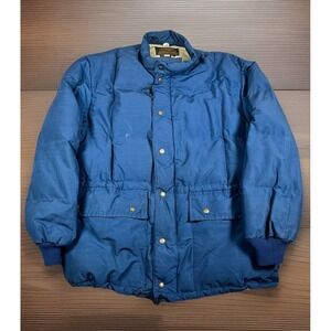 Eddie Bauer Vintage Blue Parka Down Jacket Blizzard Outdoor Hiking Puffer Large
